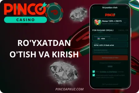 Pinco - Ro'yxatdan o'tish va kirish